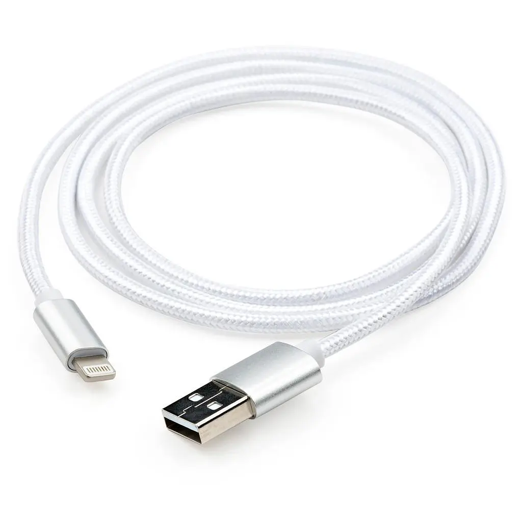 Дата кабель USB 2.0 AM to Lightning 1m nylon silver Vinga (VCPDCLNB1S) - фото 6