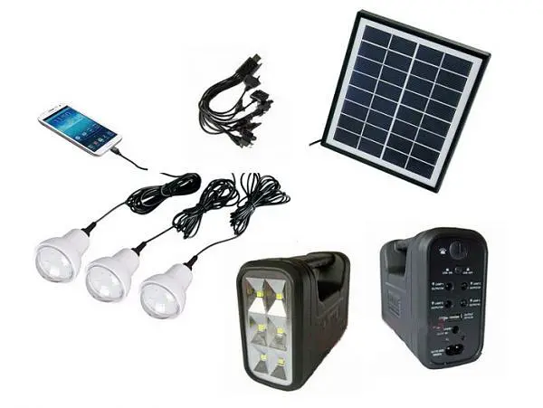 Набір освітлення акумуляторний ліхтар сонячна батарея та 3 LED лампочки Gdlite GD-8017A - фото 5