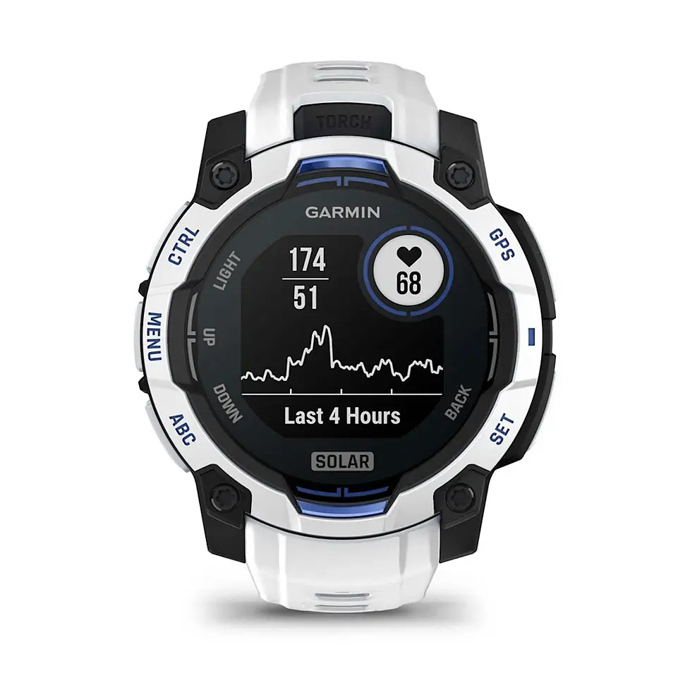 Смарт-годинник Garmin Instinct 3 45 мм Solar Whitestone/Bolt Blue (біло-синій) - фото 2