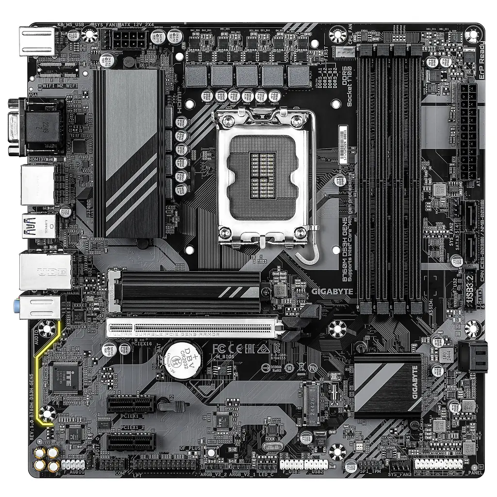 Gigabyte Материнська плата B760M DS3H GEN5 B760 s1700 4xDDR5 M.2 HDMI