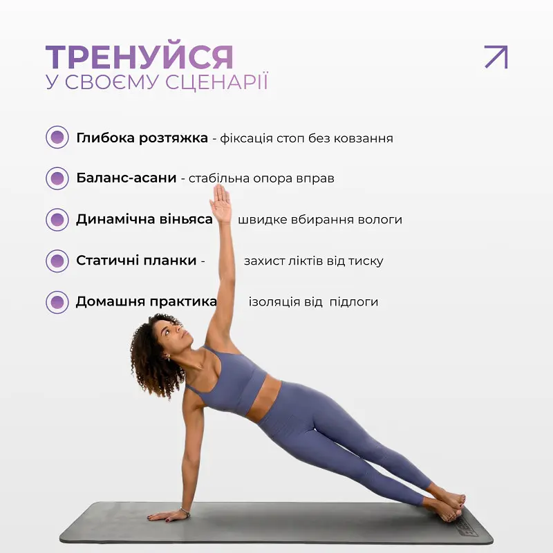 Килимок для йоги та фітнесу EasyFit TPE+TC 6мм двошаровий сірий-чорний - фото 5