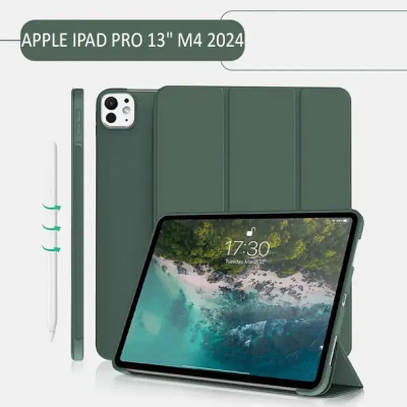 Чохол до планшета BeCover Tri Fold Soft TPU Silicone Apple iPad Pro 13" M4 2024 Dark Green (711752) - фото 6