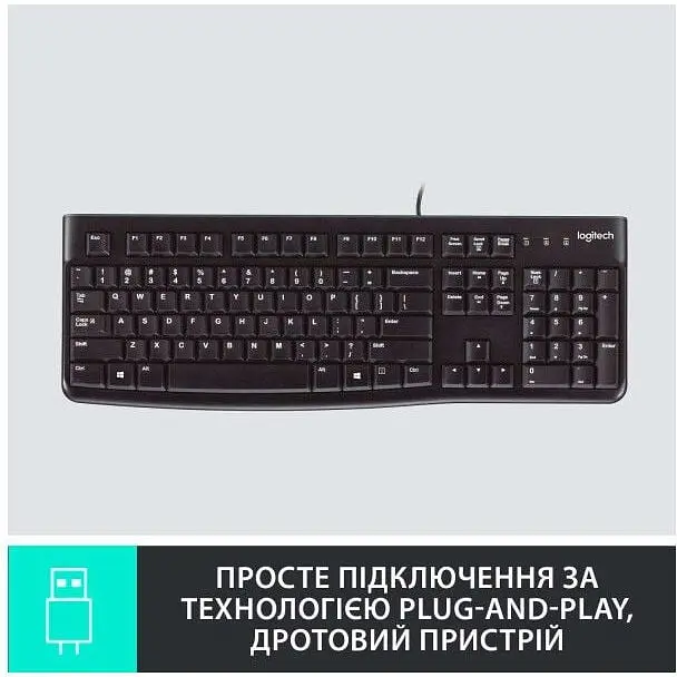 Клавиатура проводная Logitech K120 Black for Business (920-002643) - фото 3