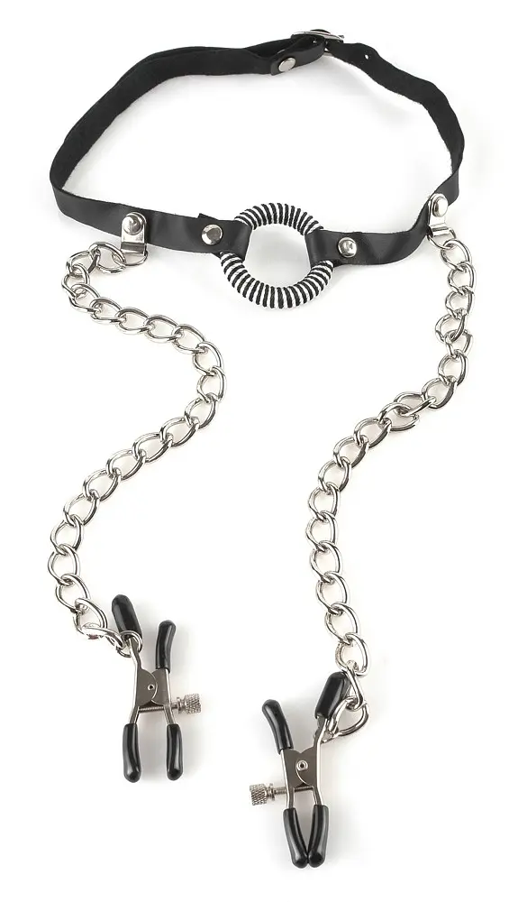 O-Ring Gag with Nipple Clamps - фото 2