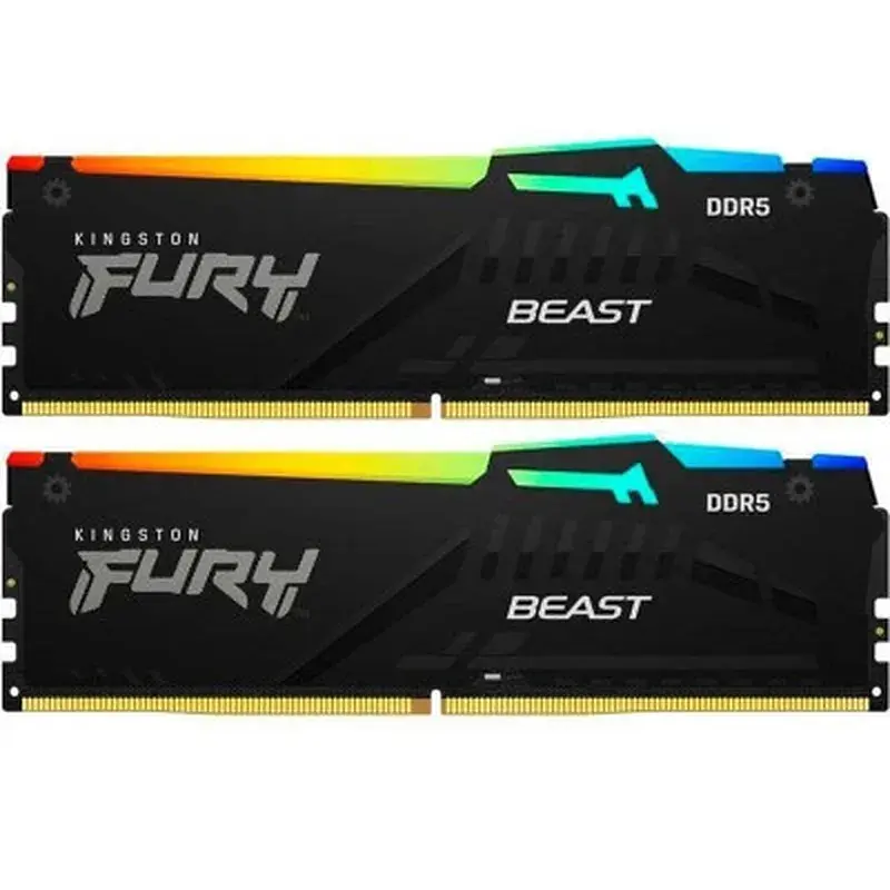 Модуль пам'яті для комп'ютера DDR5 64GB (2x32GB) 5200 MHz Beast RGB Kingston Fury (ex.HyperX) (KF552C40BBAK2-64)