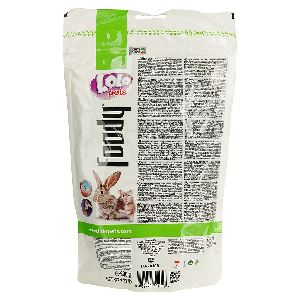 Повнораціонний корм хом'яків та кроликів Lolo Pets Doypack 600 г (LO-70105) - фото 4