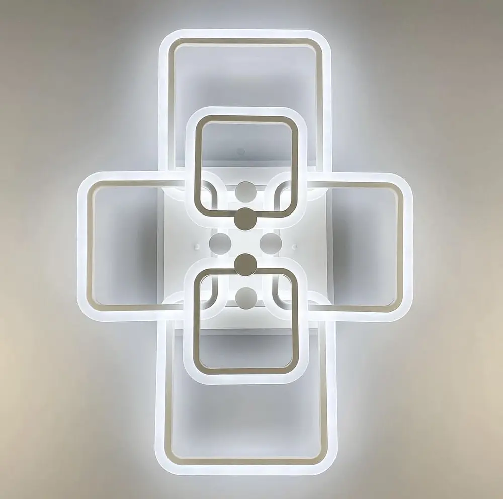 Світлодіона LED люстра на 2+2+2 ріжки квадратної форми Line.F RGB підсвітка є - фото 2