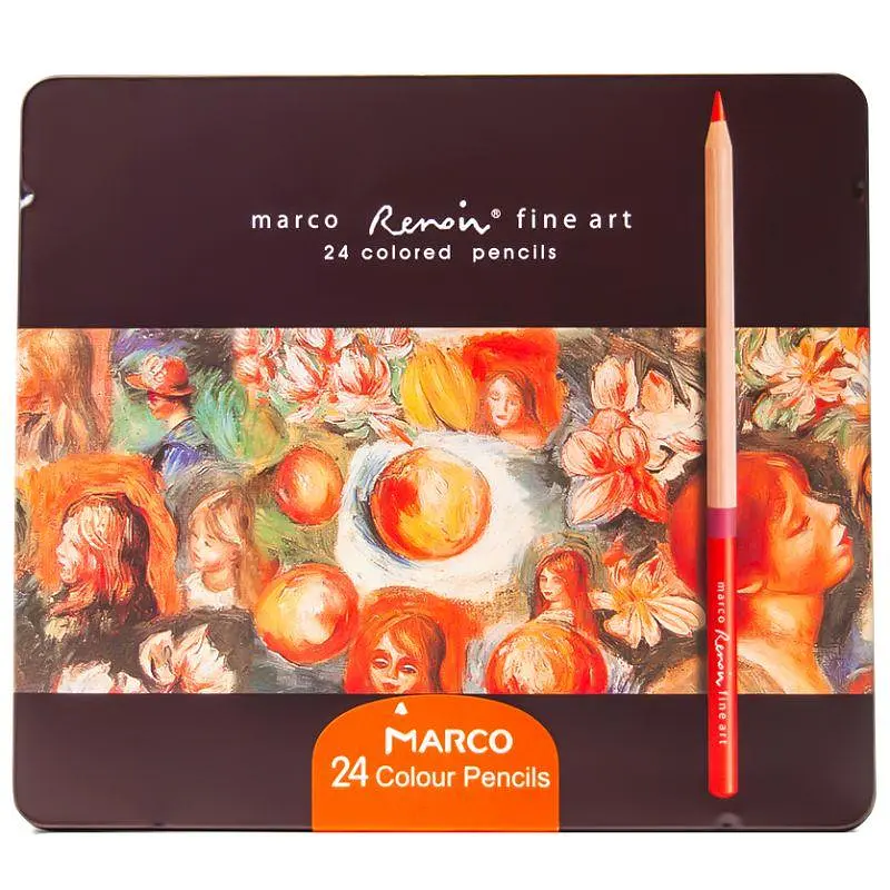Олівці кольорові "Marco FineArt" 24 кол. /FineArt-24TN/ Renoir, кедр, металевий пенал (6/36)