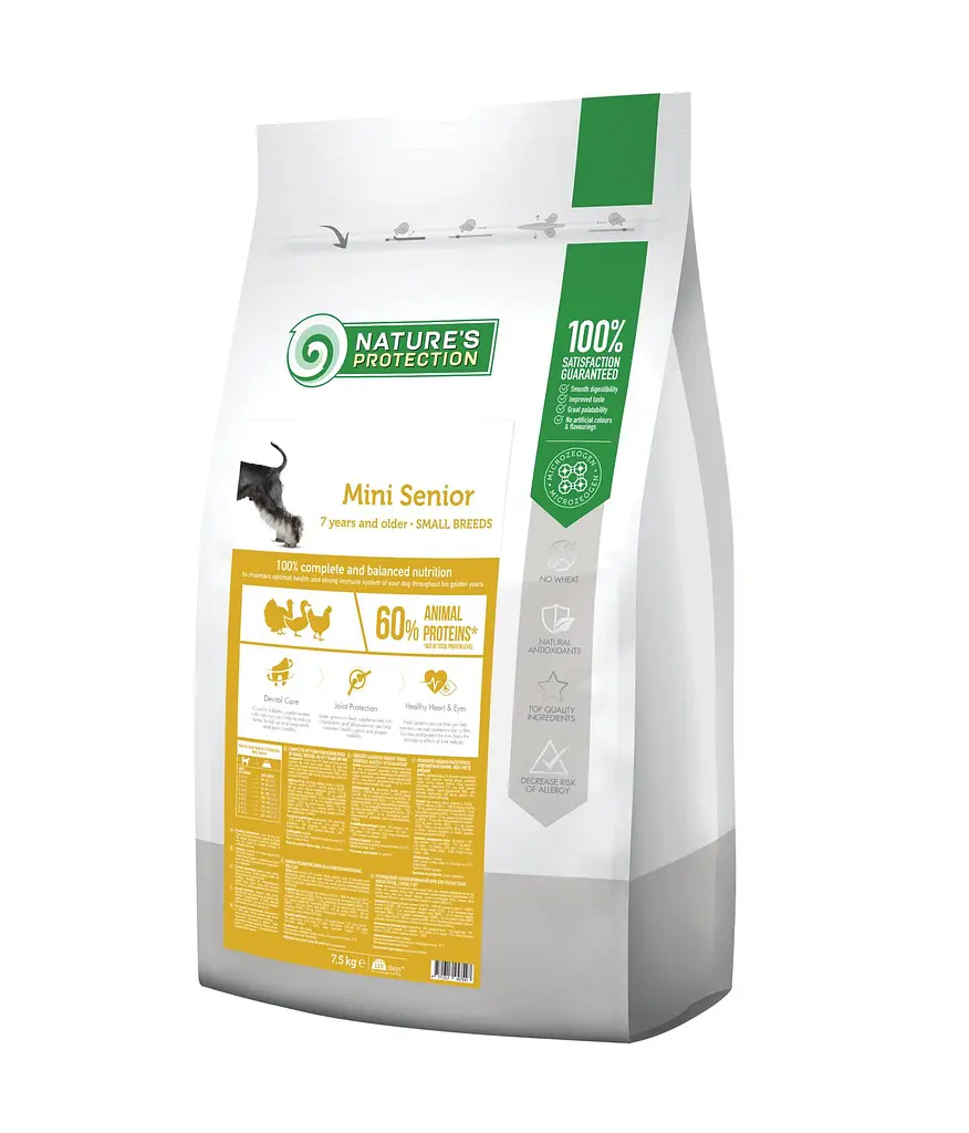 Сухий корм для дорослих собак малих порід від 7 років Nature's Protection Mini Senior Small Breeds, 7.5 кг