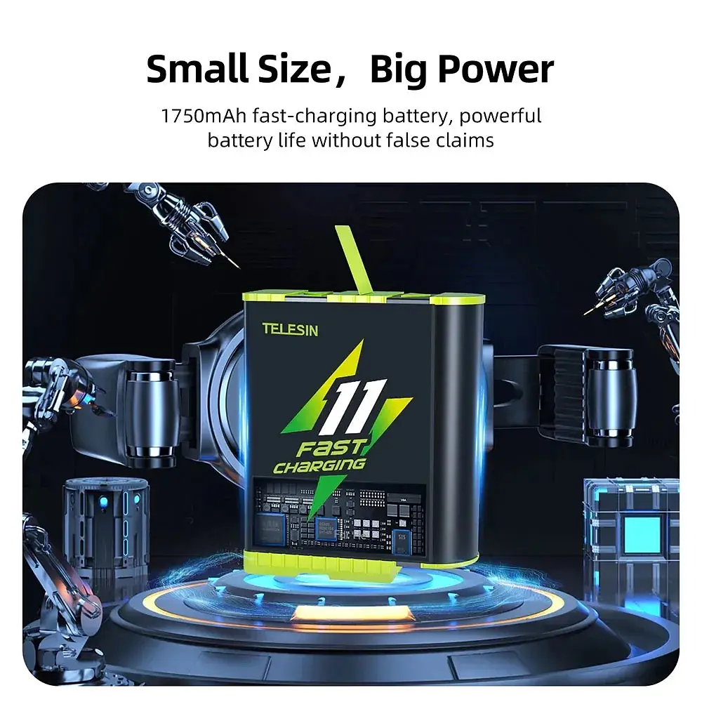 Зарядний пристрій Telesin Dual Fast Charging Box + 2 акумулятори для GoPro Hero 11/10/9 GP-FCK-B11 [76201] - фото 10