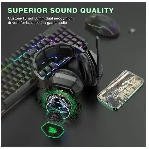 Навушники Onikuma Gaming with LED LED K10 2.4G/3.5mm 000008774-up - фото 2