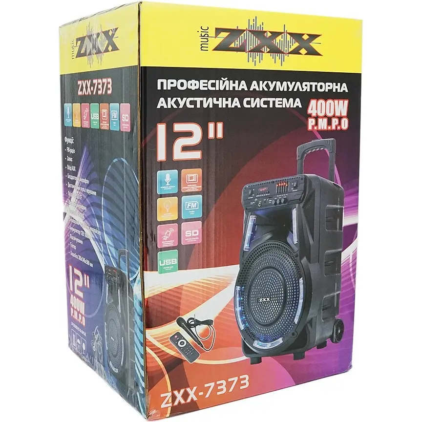Портативна колонка з підсвіткою ZXX M7373 100W, Bluetooth-мікрофон, акумулятор 3600mAh - фото 6