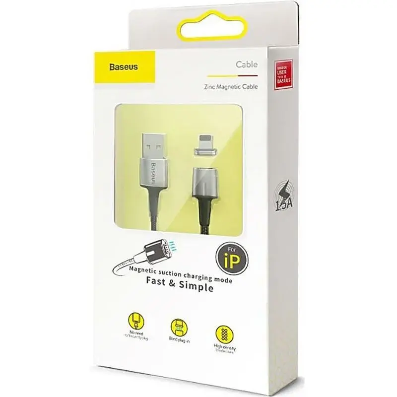 Кабель Baseus Zinc Magnetic Cable USB to Lightning 2.4A 1m CALXC-A01 Black - фото 5