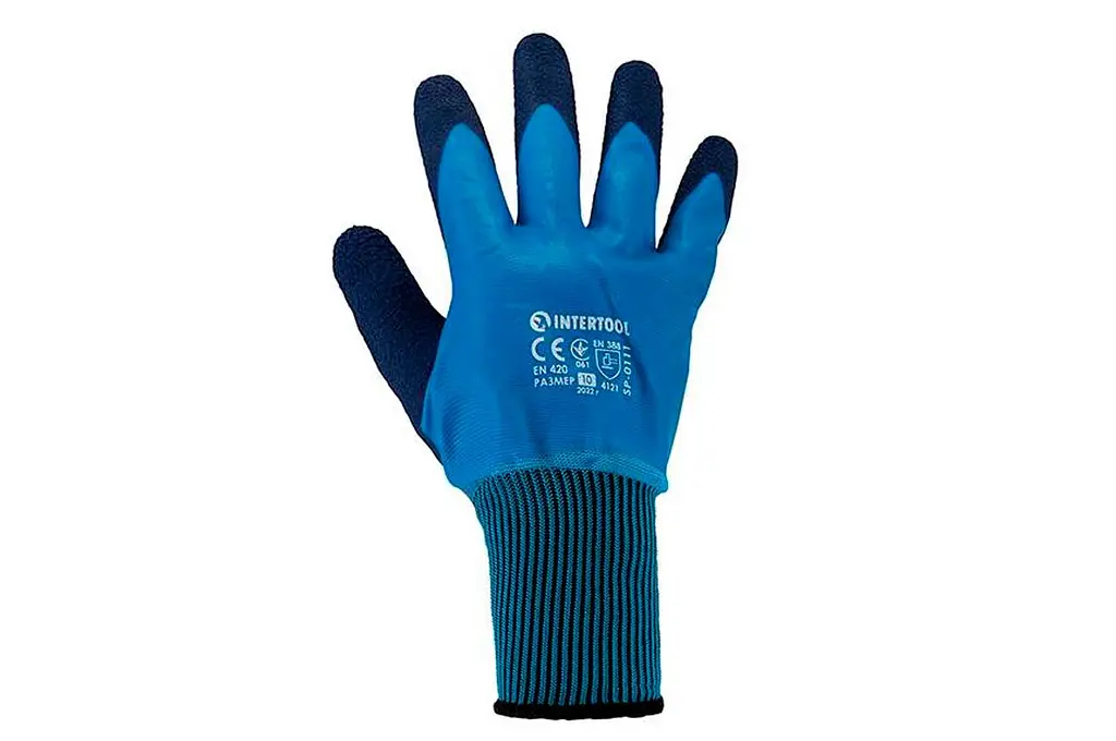 Рукавички робочі захисні Intertool нітрилова пориста 10" блакитна (в упаковці 3 шт.) - фото 2
