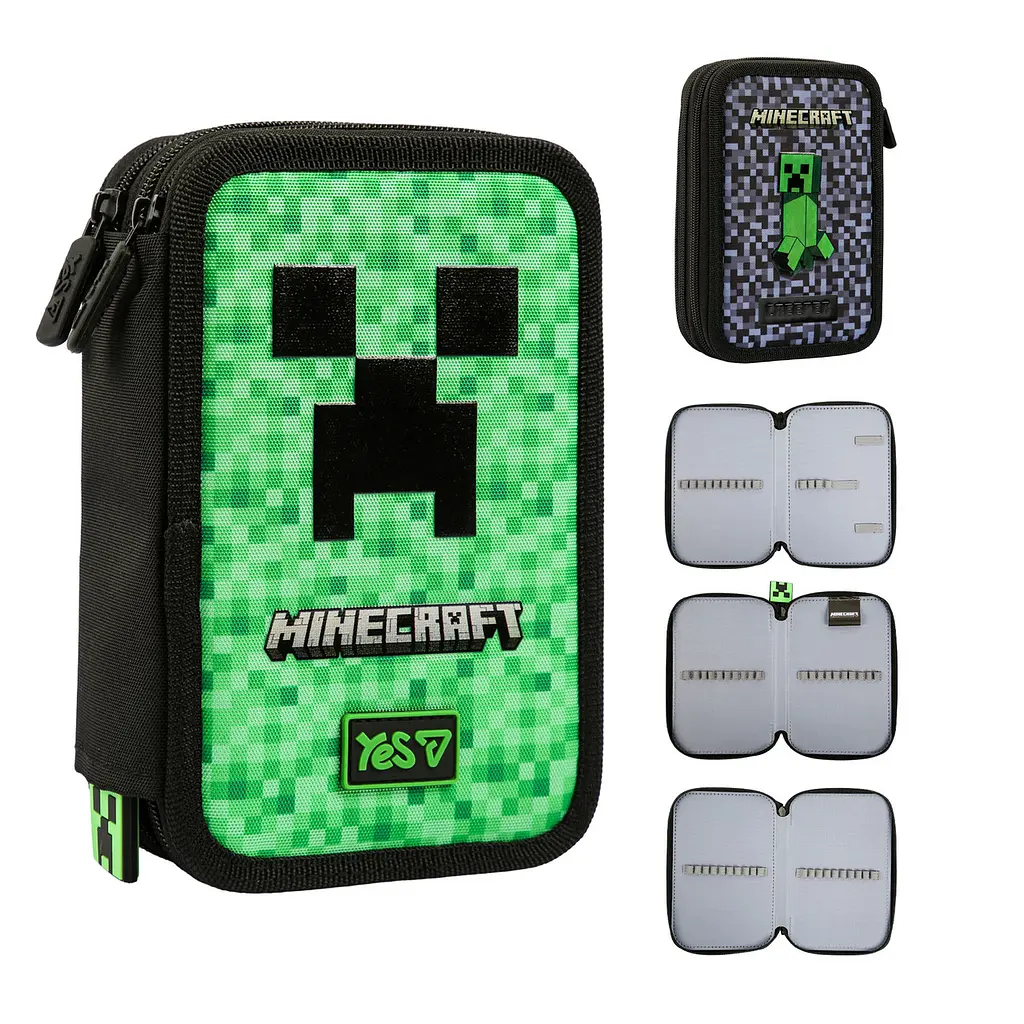 Пенал шкільний Yes потрійний Minecraft TNT HP-05