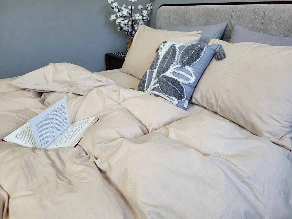 Комплект постільної білизни Washed Cotton з вареної бавовни латте Latte  - двоспальний - фото 3