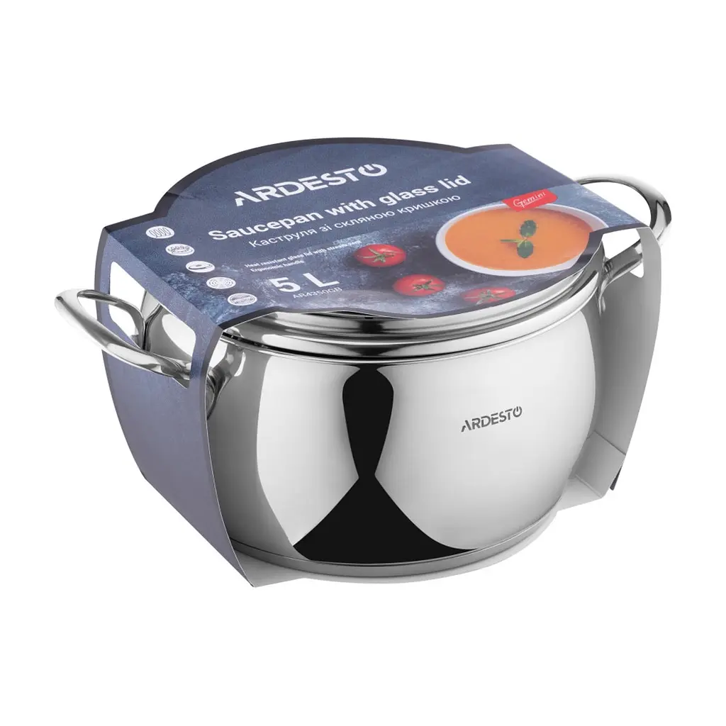 Каструля ARDESTO Gemini Glass 5.0 л (AR4350GB) - фото 2