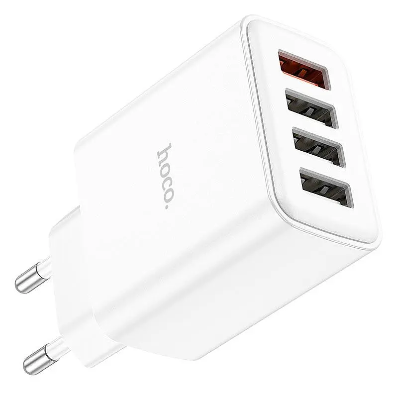 Адаптер мережевий HOCO Fuerza four-port charger C102A 4USB 28.5W блок білий - фото 2