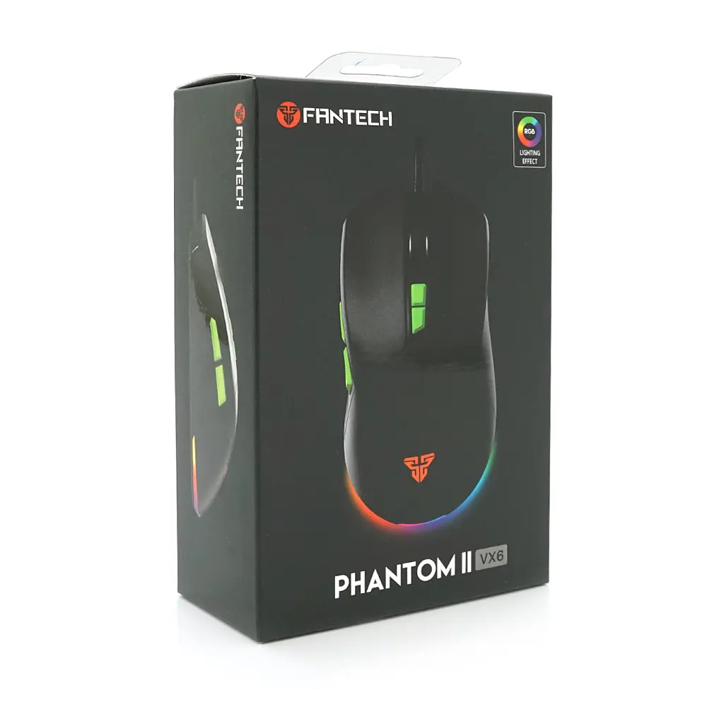 Ігрова миша провідна PHANTOM II VX6, 7 кнопок, 400-7200 DPI, Led Lighting RGB, 1,8м, Windows XP/Vista/Win7/8/10/11 Mac OS X, Black, COLOR BOX - фото 3