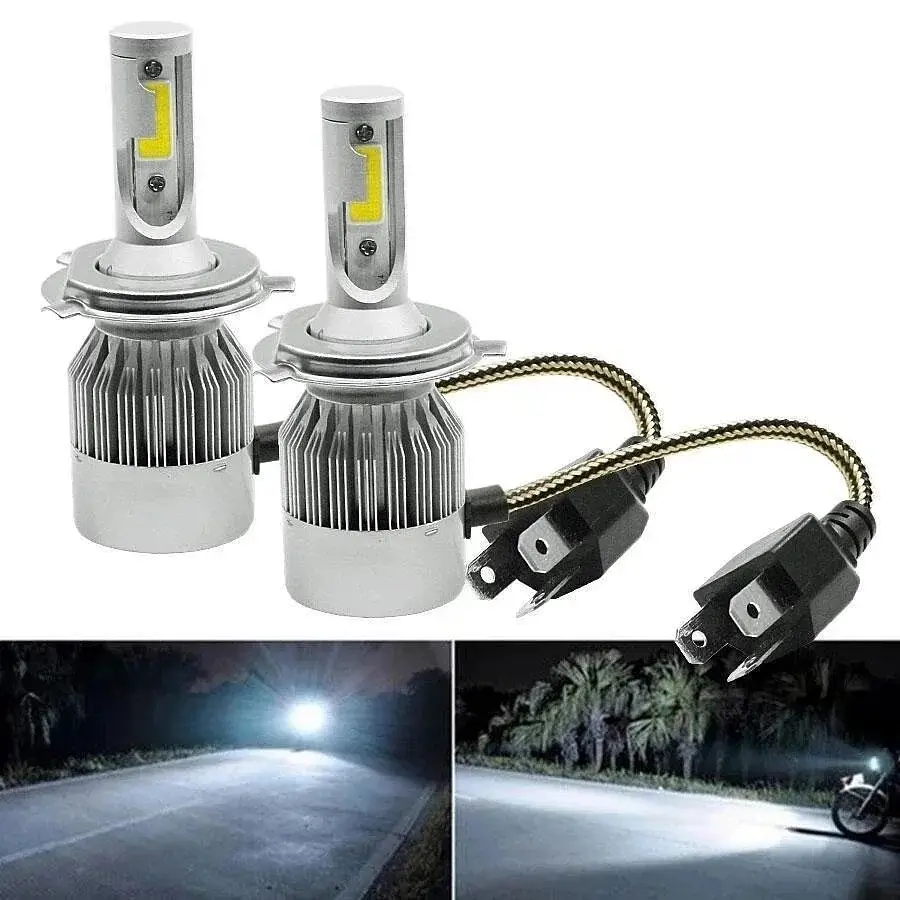 Комплект LED ламп COB C6 H4 головного світла з вентилятором ближнє та дальнє світло 12v 6000K 30W HeadLight - фото 2