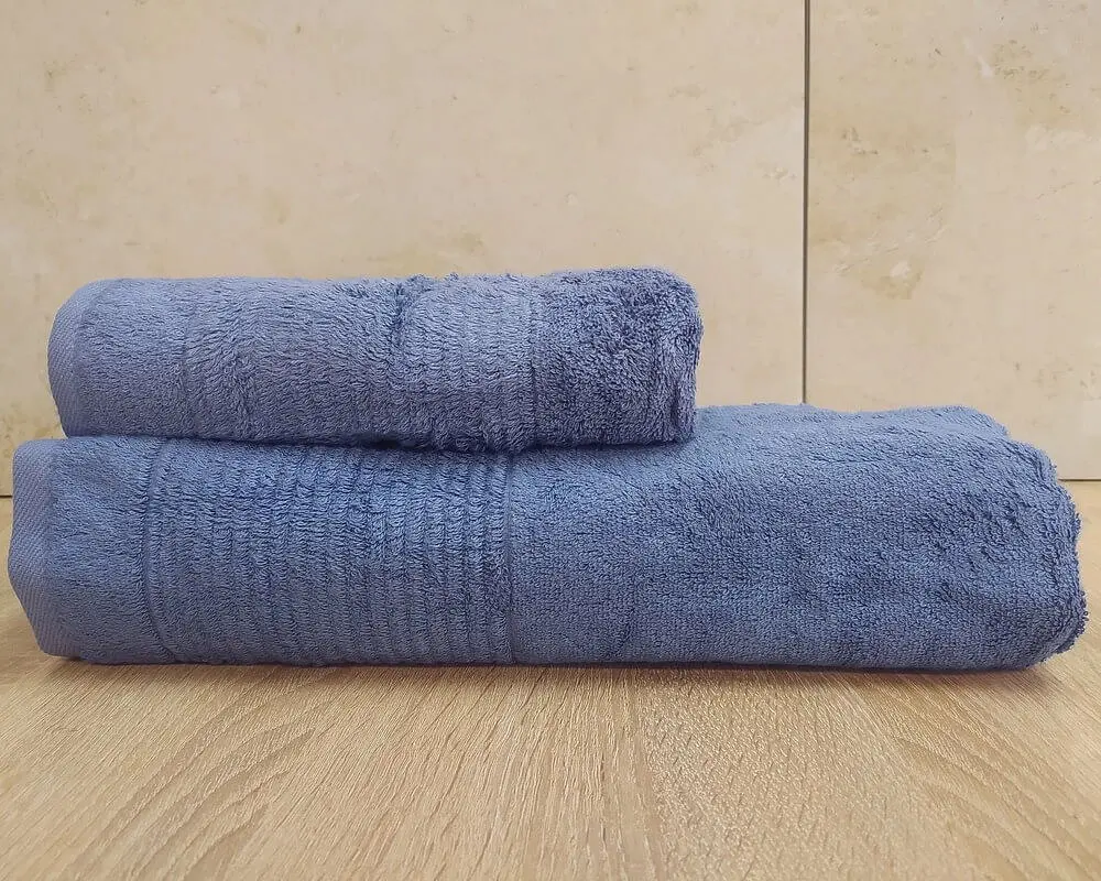 Набір турецьких бамбукових махрових рушників Cestepe 50х90+70х140 Bamboo Sarev Blue - фото 3