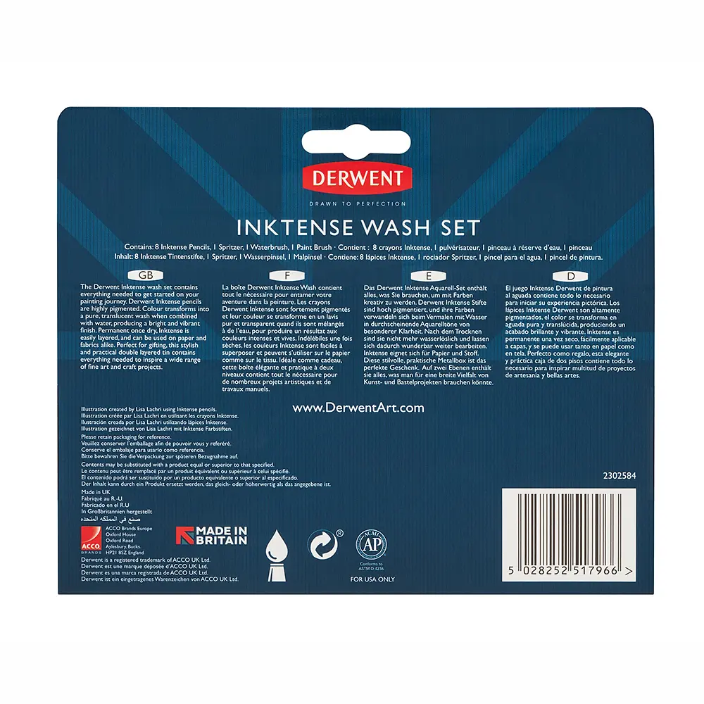 Набір чорнильних олівців Inktense Wash Set у металевому пеналі Derwent - фото 4