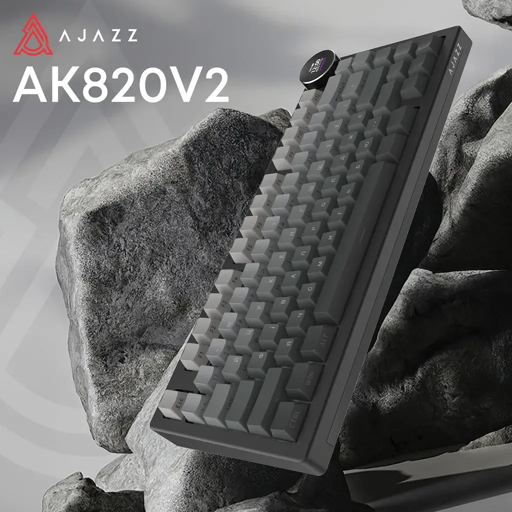 Клавіатура Ajazz AK820 V2 White Peach Switch Wireless/Bluetooth/USB UA Black/Gray (AK820-V2-WP-S-BG) - фото 5