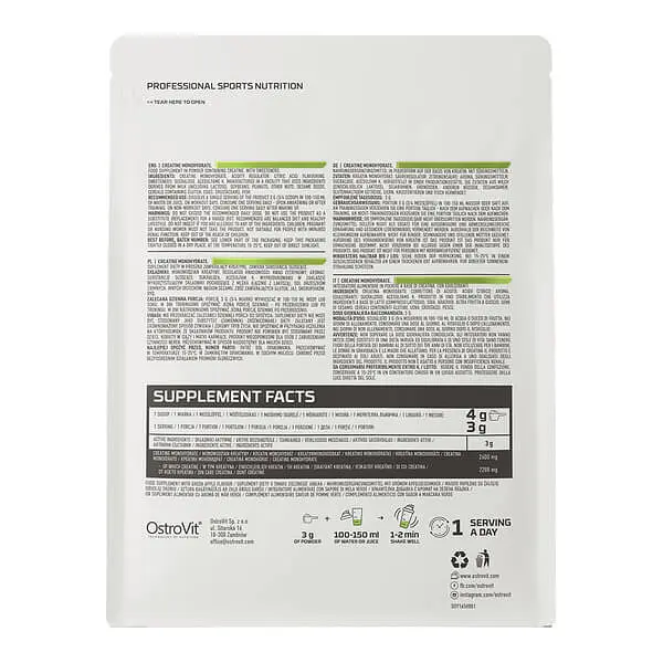 Моногідрат Creatine Monohydrate 500 грам Без смаку OstroVit vit0005359 - фото 4