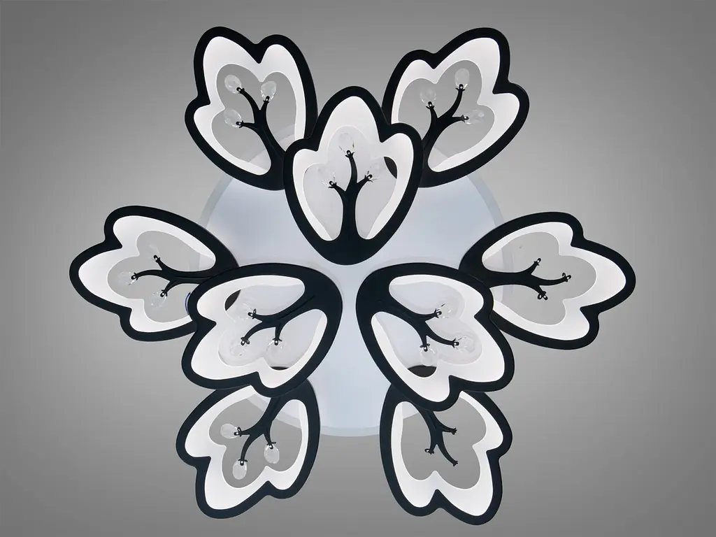 Дизайнерська стельова LED люстра Diasha 8148/6+3BK Petal чорна, 9 плафонів, 185 Вт, 80 см, 16-25m2 - фото 3