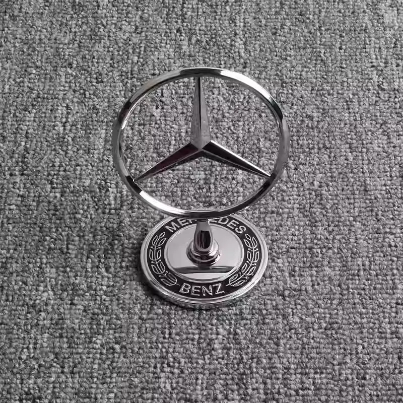 Емблема приціл на капот Mercedes-Benz Хром+напис Чорний 44 мм метал на скотчі (OEM: A1408800286) - фото 2