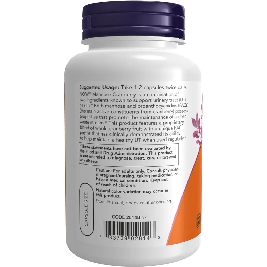 Добавка Now Foods Mannose Cranberry для підтримки сечовивідних шляхів 90 капсул - фото 3