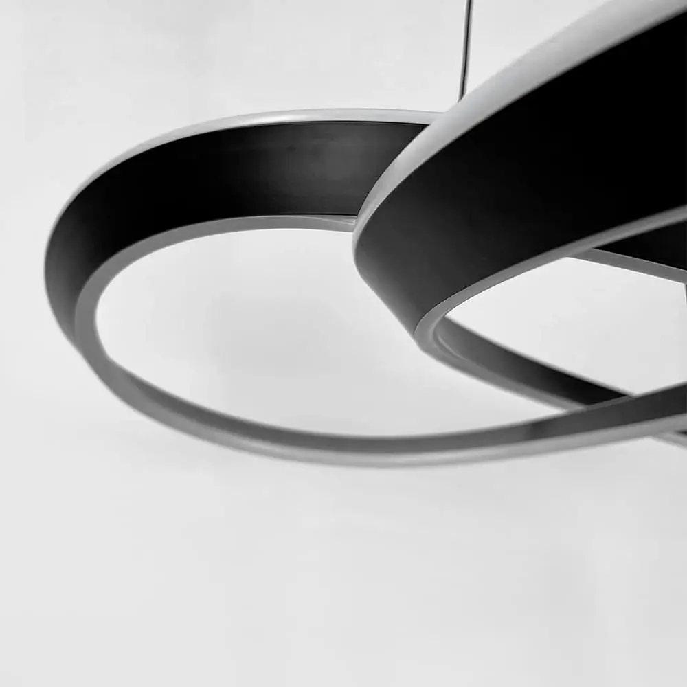 Подвесная кольцевая люстра в черном переплетенном корпусе 63х20 см | Line F | Ст. MJ319-600 BK - фото 5