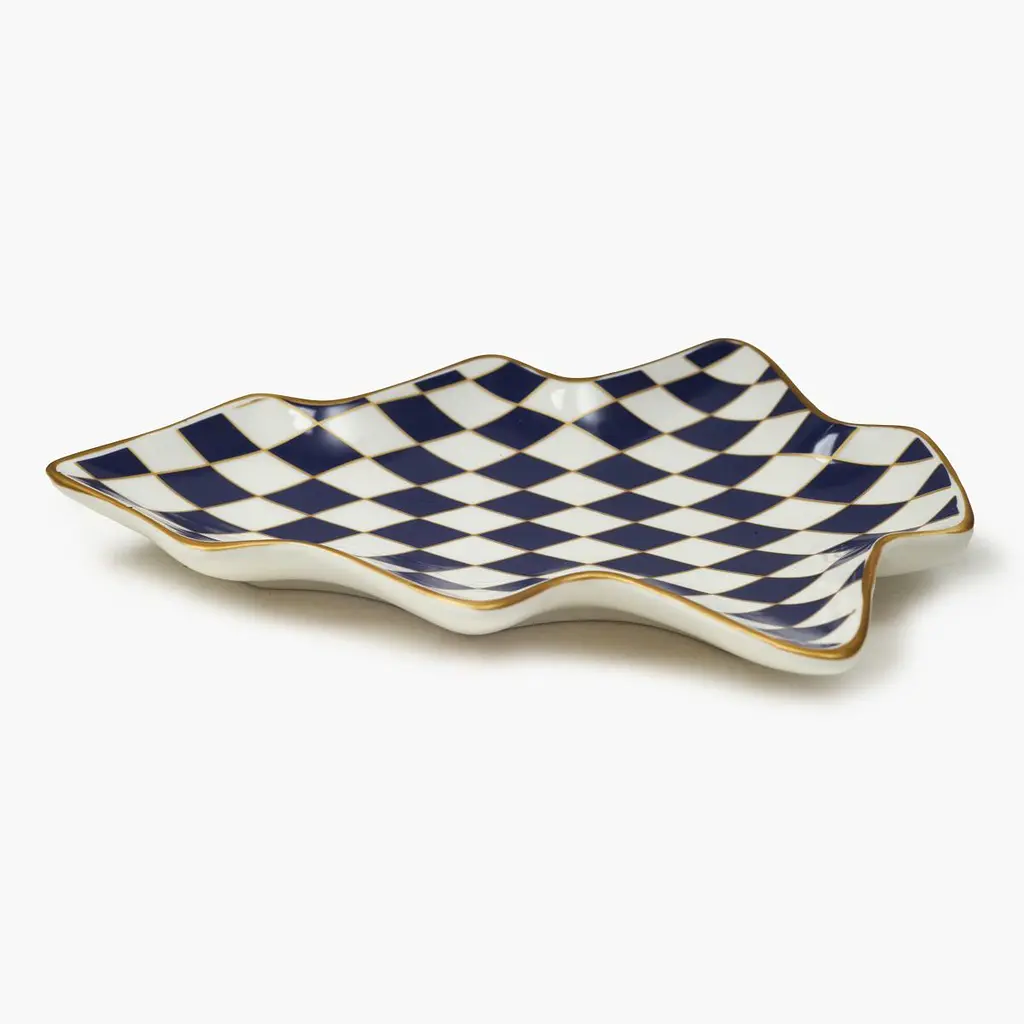 Тарілка сервірувальна MBM HOME Graphic Ritual 215х175х23 мм синє-біла (KP-157 BLUE/WHITE) - фото 2