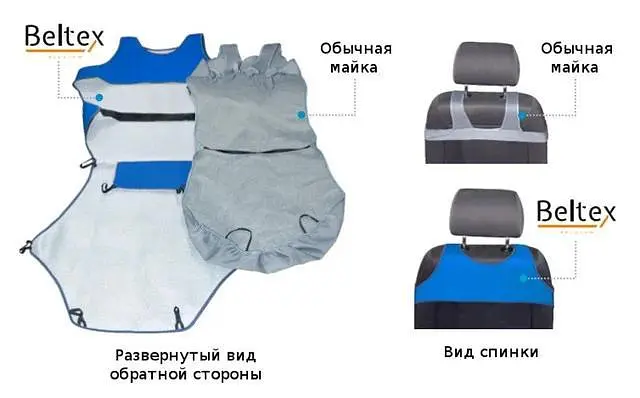 Авточохли майки для передніх сидінь Beltex COTTON Бежеві (BX11810) - фото 3