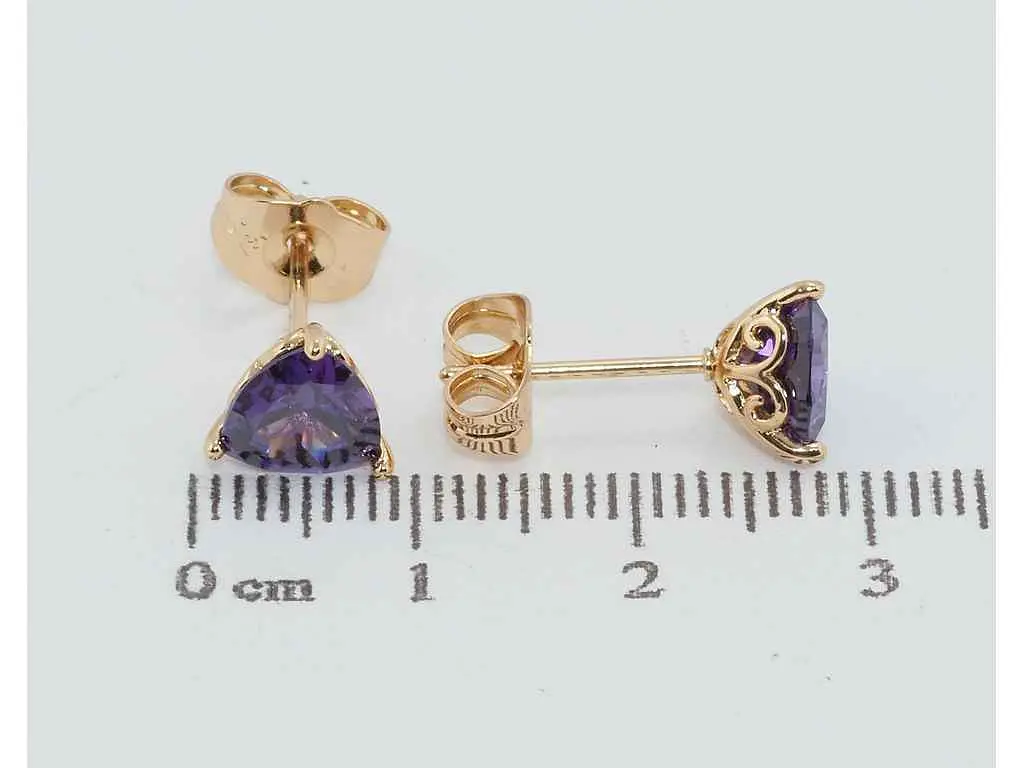 Сережки Xuping пусети позолота 18K "Бузкові трикутні кристали" 062069 - фото 2