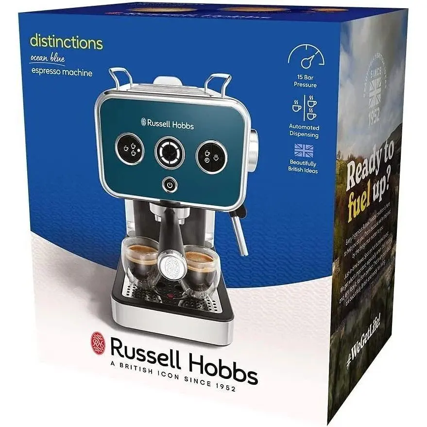 Кофеварка Russell Hobbs Distinctions Ocean рожковая 1.1 л сине-серебристая (26451-56) - фото 2