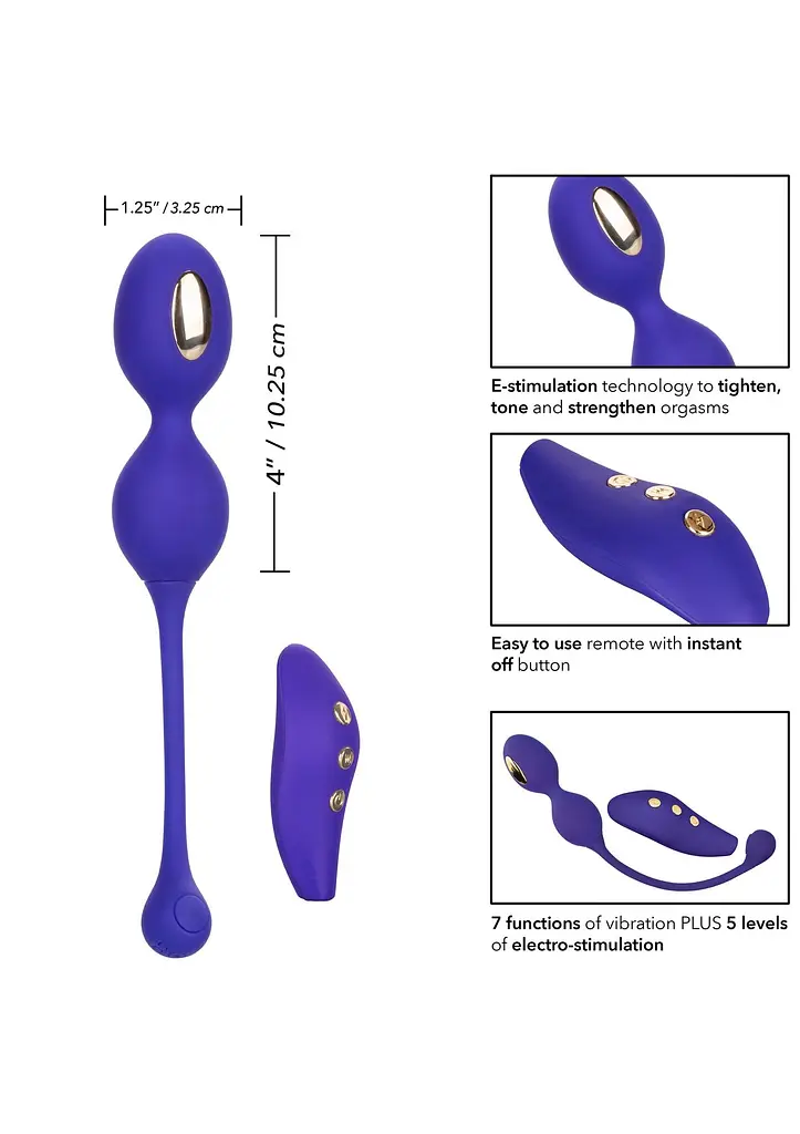 Вагінальні кульки CalExotics E-stim Dual Kegel Exerciser, 19.7 см, фіолетовий - фото 10