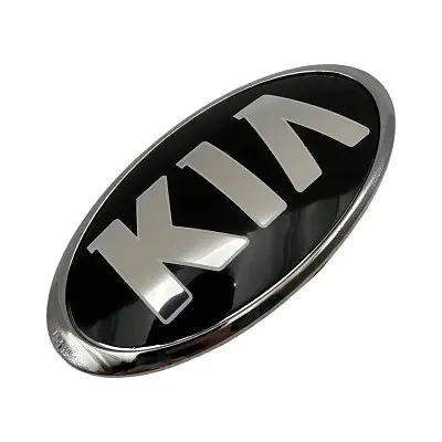 Емблема Kia OLD TYPE 120х60 мм Чорний обід Хром Пластик на скотчі (OEM: 86320-1w250 / 863183R500 / 863201W250) - фото 5