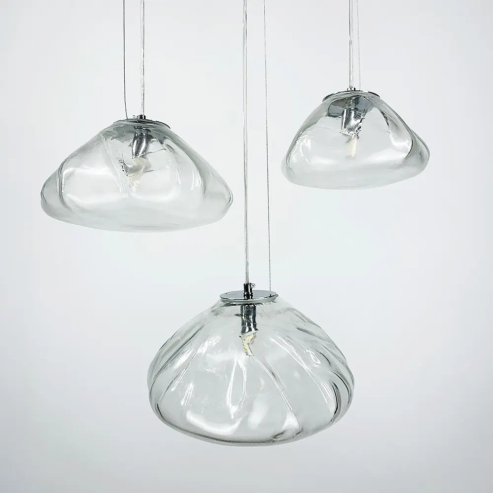 Скляний прозорий підвіс з легкими вигинами Ø 25 см | Line F | Арт. MJ82-250 CH - фото 3