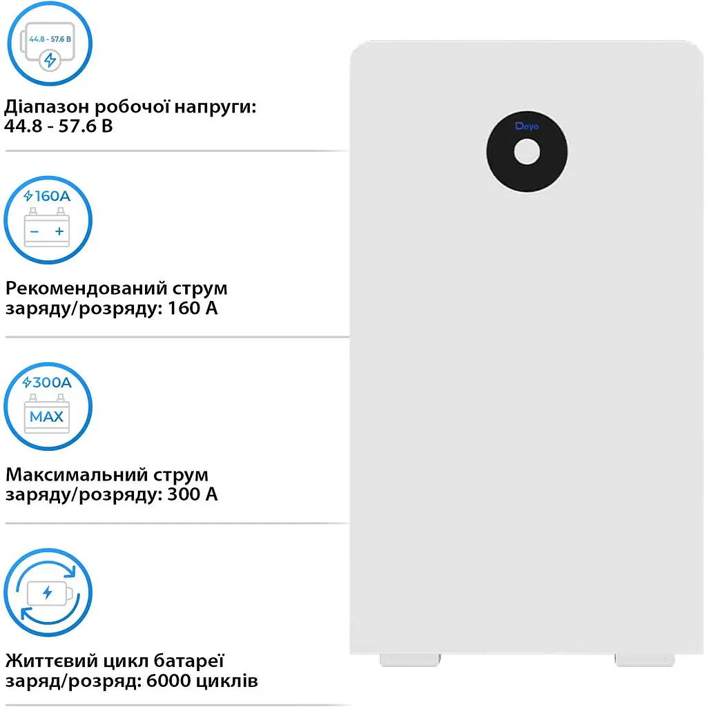 Акумулятор Deye LiFePO4 48V (51.2V/314Ah/16076Wh) (RW-F16) [151130] - фото 6