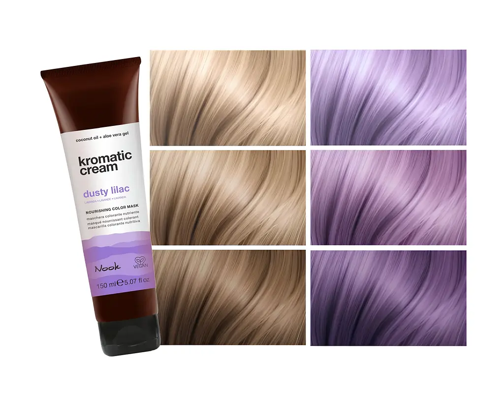 Живильна тонувальна маска ПАСТЕЛЬНИЙ БУЗКОВИЙ NOOK KROMATIC CREAM Nourishing Color Mask Dusty Lilac 150 мл - фото 2