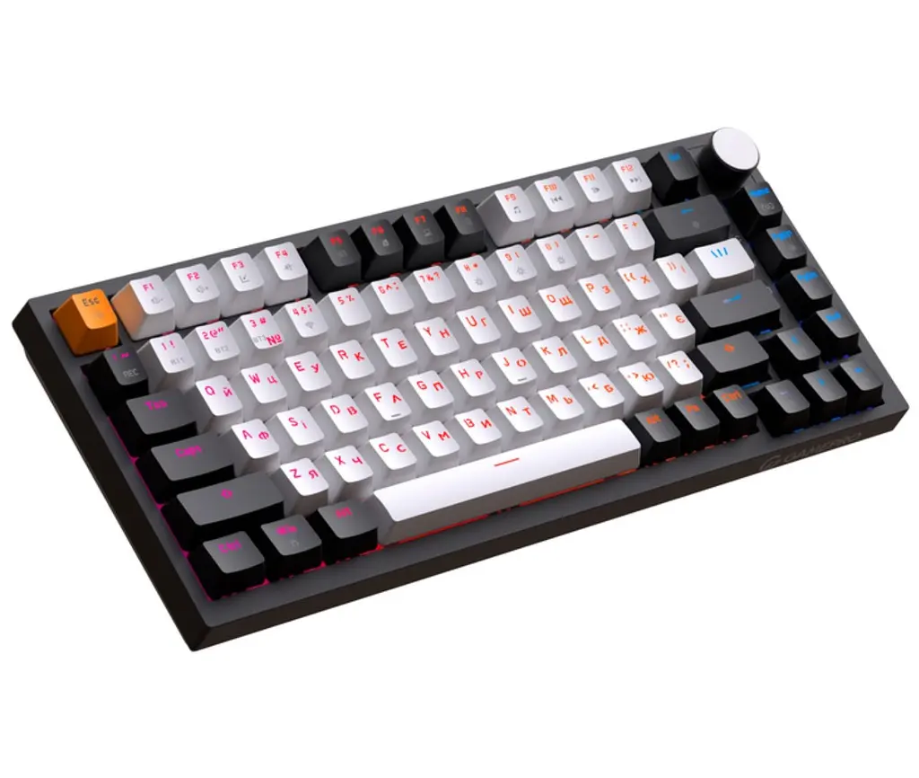 Клавиатура беспроводная игровая механическая GamePro MK-160-B Pro Black-White QLAB Orange Switches Hot-Swap - фото 2