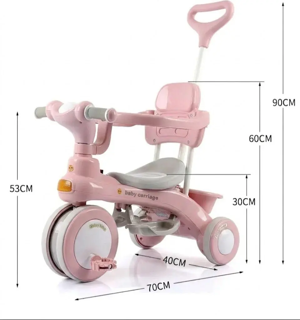 Дитячий триколісний велосипед Baby Carriage 588 рожевий з батьківською ручкою - фото 3