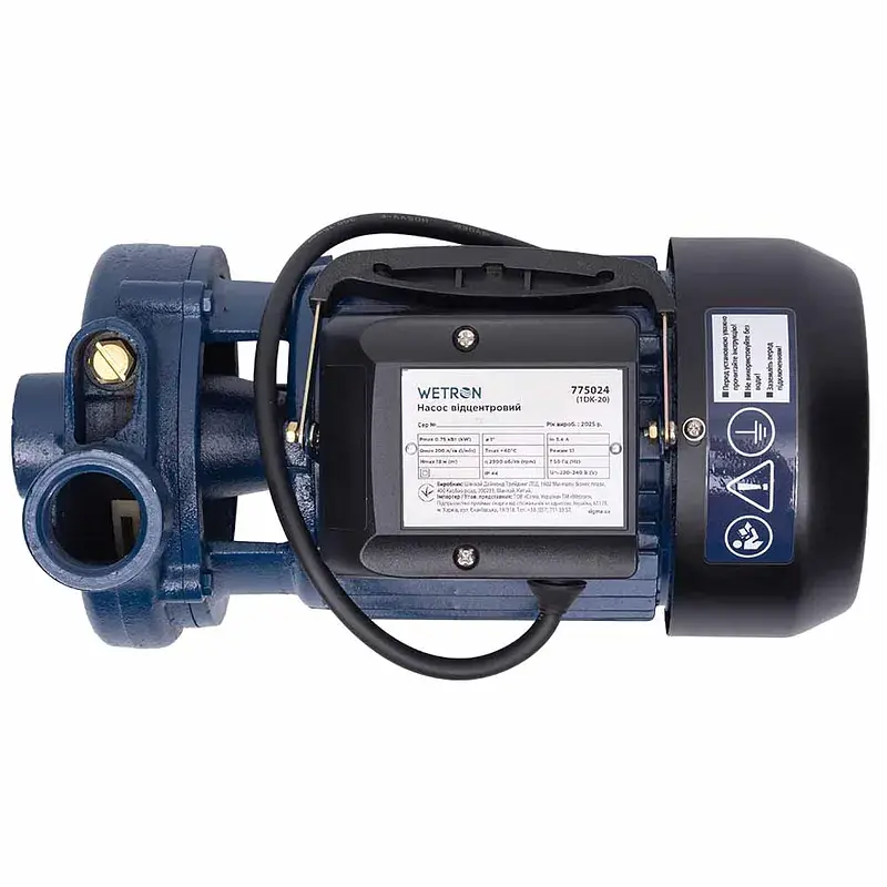 Насос відцентровий 0.75кВт Hmax 18м Qmax 200л/хв WETRON 1DK-20 (775024) - фото 5