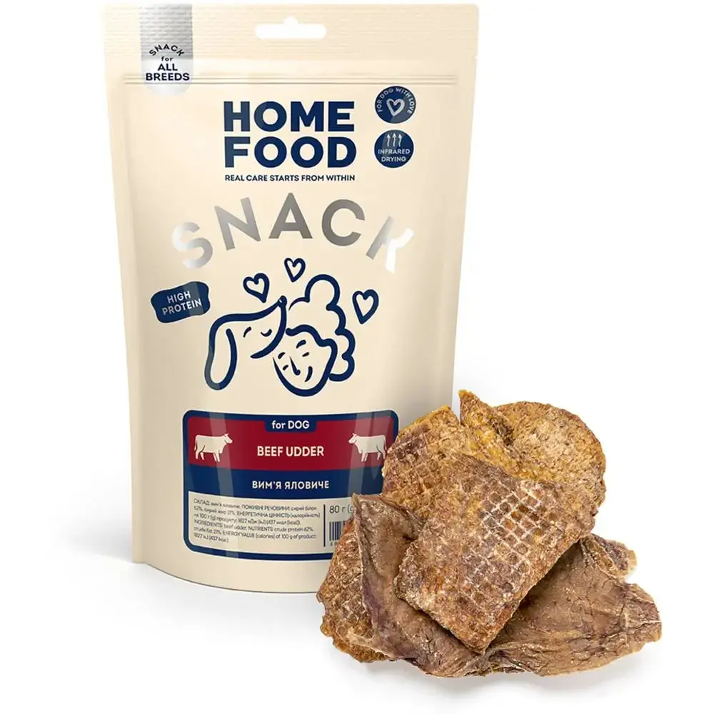 Ласощі для собак Home Food вим'я яловиче в'ялене 80 г