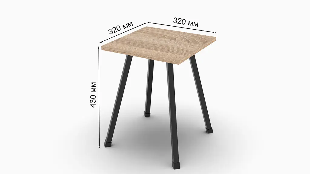 Табурет Ferrum-decor 430x320x320 Чорний метал ДСП Дуб Сонома 16 мм (FRD-104640) - фото 3