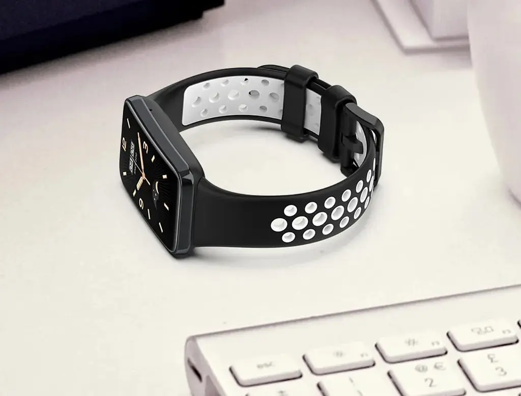 Силиконовый ремешок Primo Perfor Classic для фитнеса браслета Xiaomi Smart Band 7 Pro Black-White - фото 3