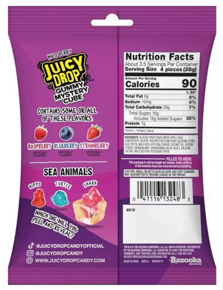 Жувальні цукерки Amos Juicy Drop Gummy Mystery Cube Wild Berry 142г - фото 7