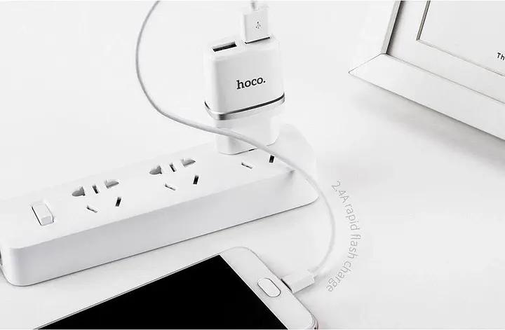 Мережевий зарядний пристрій HOCO C12 Smart dual USB charger 12W білий - фото 3