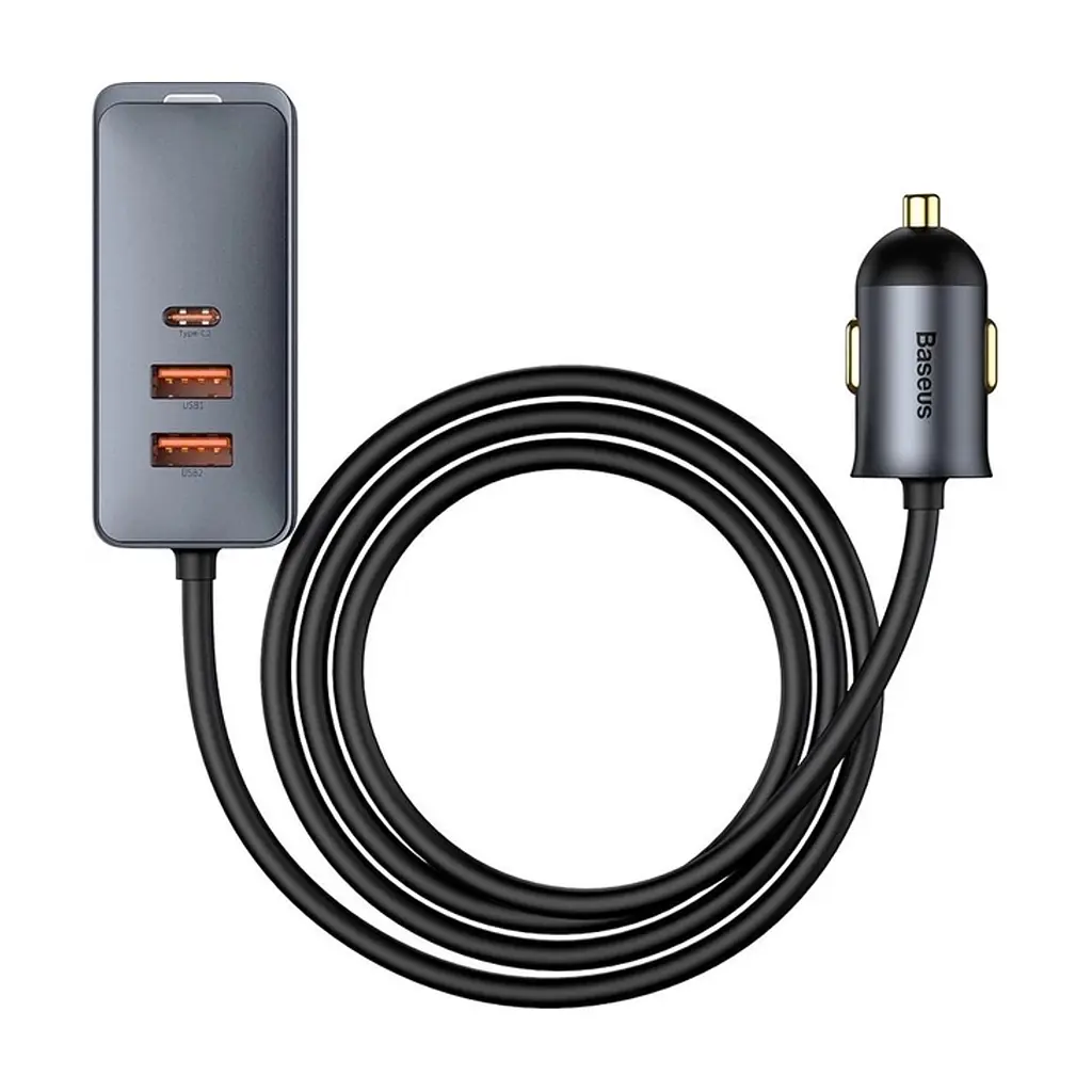 Зарядний пристрій Baseus 2xUSB-C + 2xUSB 120W + extension cord gray (CCBT-A0G) - фото 4